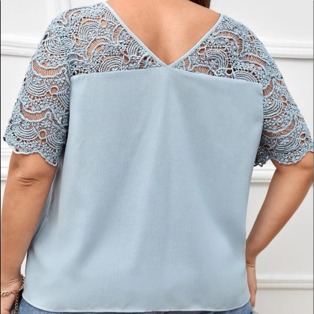 Boho Plus Size Floral Sheer Mesh Lace Butterfly Sleeve Shirt Top Blouse - Picture 10 of 12